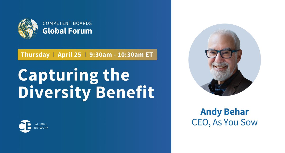 Join us for the upcoming Alumni & Faculty Monthly Global Forum on April 25, themed 'Capturing the Diversity Benefit'. The forum is open to all Competent Boards' faculty and participants of our Alumni Membership Program #CompetentBoardsMovement #ExecutiveEducation #BoardEducation
