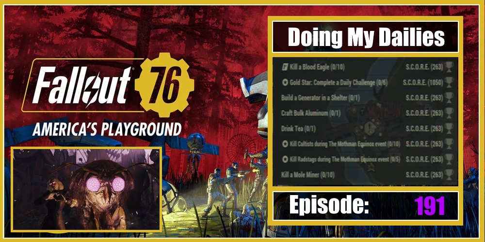 Fallout 76: Doing my Dailies ( No Commentary) Episode 191 youtu.be/WZdx2S0Il3w?si… via @YouTube 

#Starfield, #Fallout4, #Fallout, #Fallout76, #FalloutComeback, #GamingAdventures, #RPGMadness, #BethesdaGaming, #OpenWorldExploration, #GamerLife, #VideoGameChaos, #GamingJourney,…