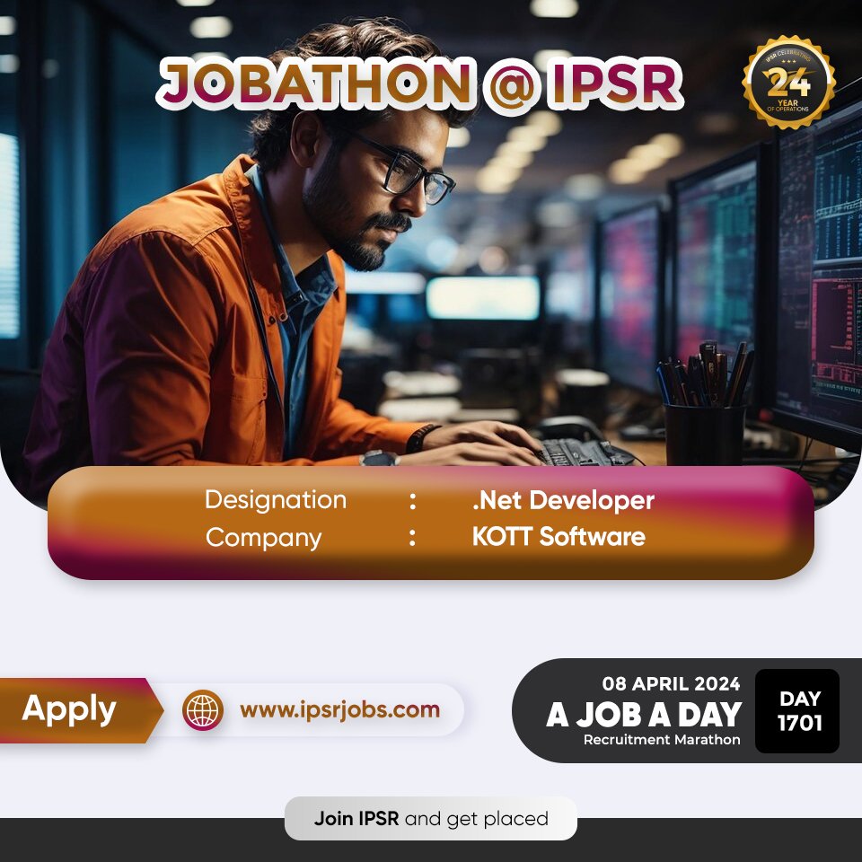 #JOBATHON Recruitment Marathon by ipsr solutions ltd Day 1671 Follow us @ipsr_solutions_ltd #ipsr #24yearsofipsr #careeropportunity #ltjobs #MNCJobs #techcelerating_careers #softwaredeveloper #softwarejobs