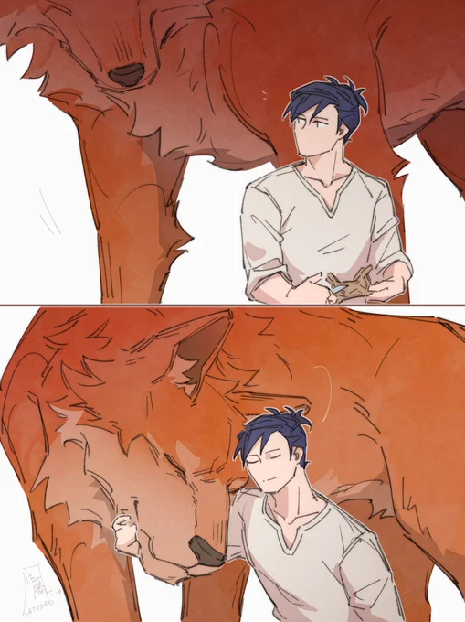 werewolfvain au felix is not immune from this affectionate, oversized puppy#FE3H #FireEmblemThreeHouses #sylvix 