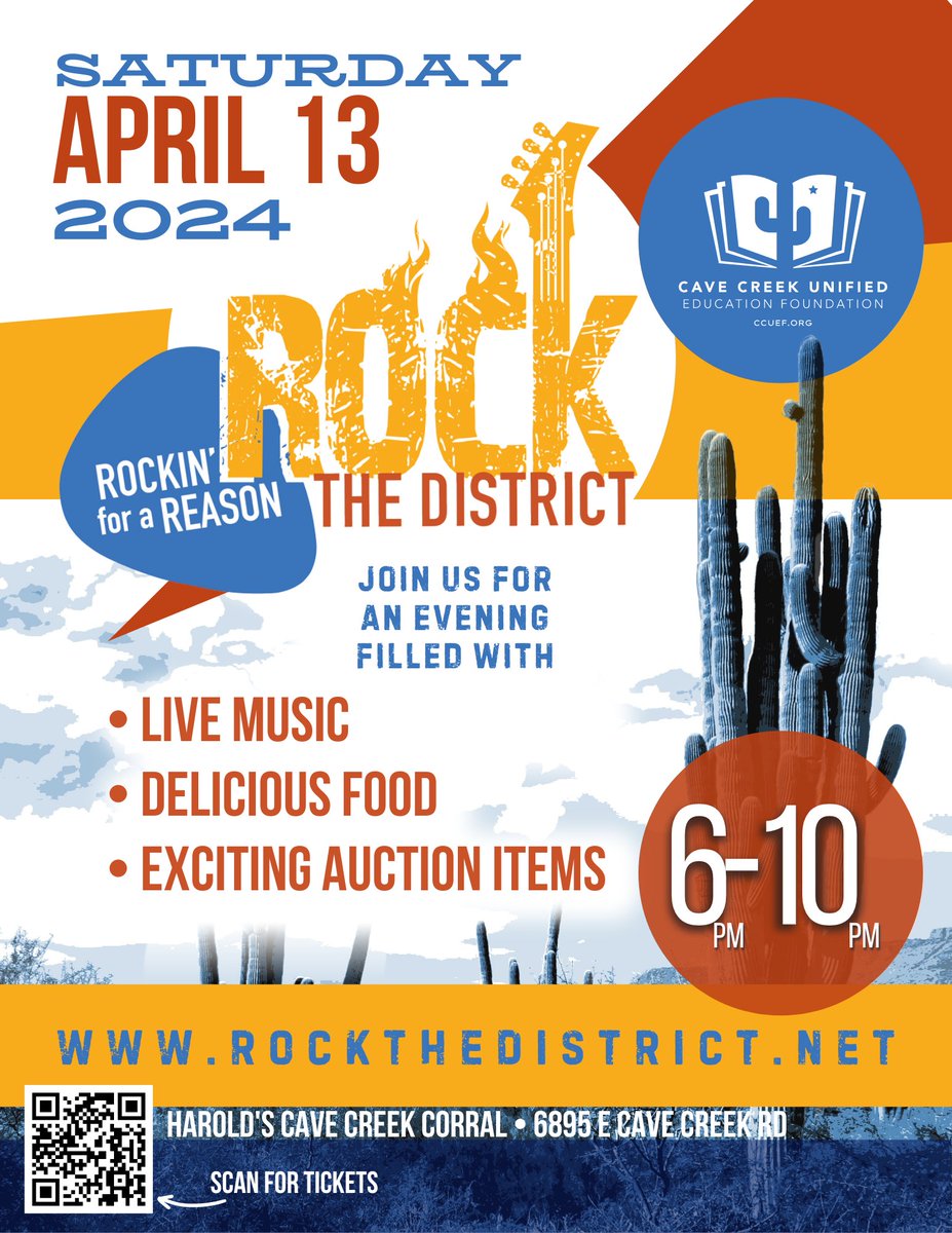 This Saturday! Are you ready to rock!? Join CCUEF when Rock the District returns April 13th from 6-10pm at Harold's Corral! This event showcases talented students from CCUSD and raises money to support CCUSD classrooms and teachers! Purchase tickets: rockthedistrict.net