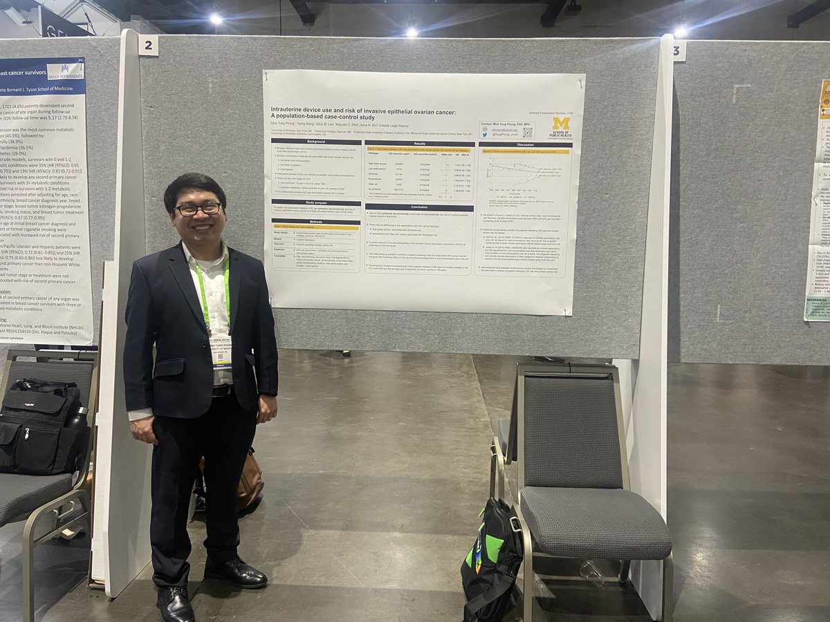 #RogelCancer researcher Minh Tung Phung shares a population-based study on intrauterine device use and the risk of invasive epithelial ovarian cancer at #AACR24

Learn about other #RogelCancer presentations here: rogelcancercenter.org/news/archive/r…