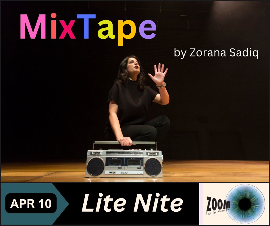 🍿Bring your popcorn and join us for this month’s audio play! This Wednesday, we’re kicking off the first Zoom event in our “Lite Nite” series with “MixTape”, a solo show by Zorana Sadiq, produced as an audio play by CBC PlayMe Podcast. Read more here: bit.ly/VEOnlineBullet…