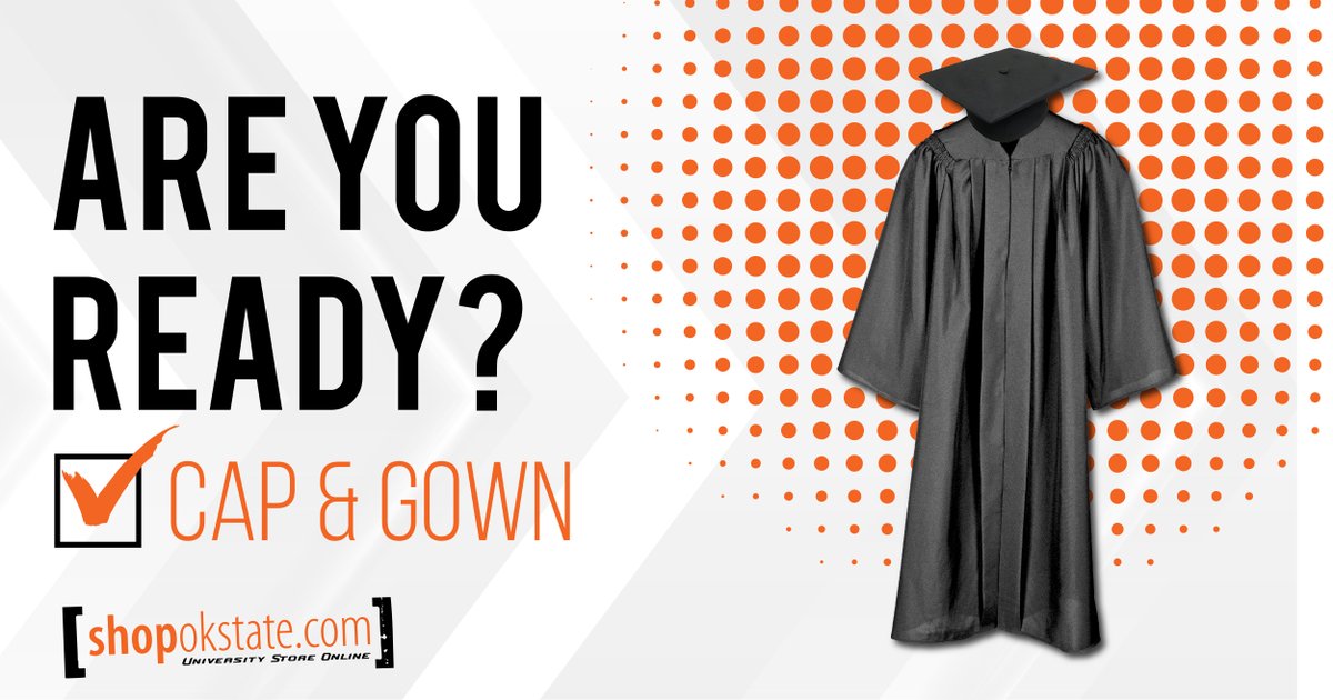 Graduation is coming and you'll need your cap and gown! Order online at the link below or stop by the University Store to get yours! 🎓 okla.st/3kMIteP #okstate #okstate24