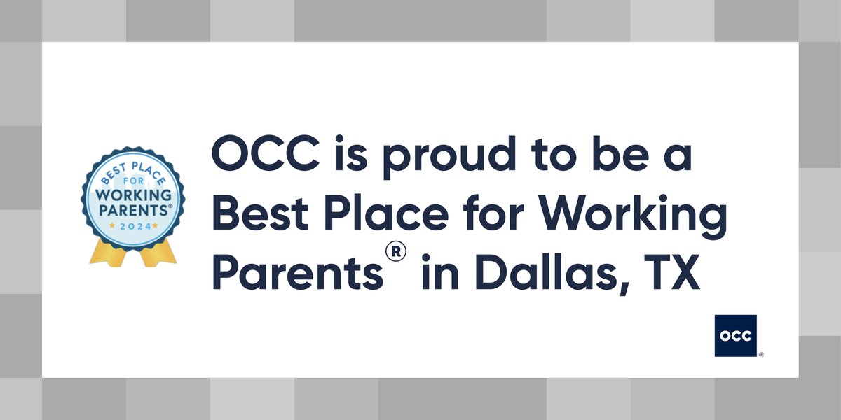 OCC is proud to announce that, for the fourth consecutive year, our Dallas office has earned the Best Place for Working Parents® business designation in recognition of our family-friendly policies and practices. #BP4WP bit.ly/3J97L2G