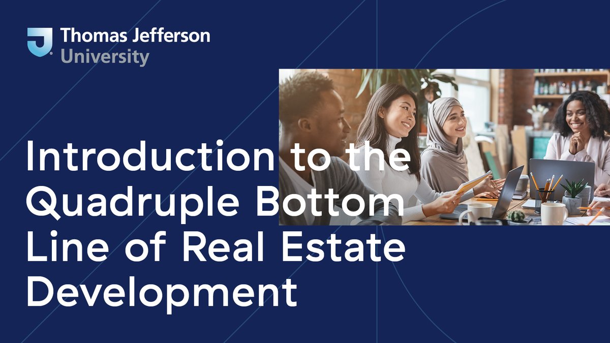 Unlock success in real estate development with our free course! Join Jefferson for 'Introduction to the Quadruple Bottom Line of Real Estate Development,' running weekly from April 8 to April 29. jefferson.edu/academics/coll…