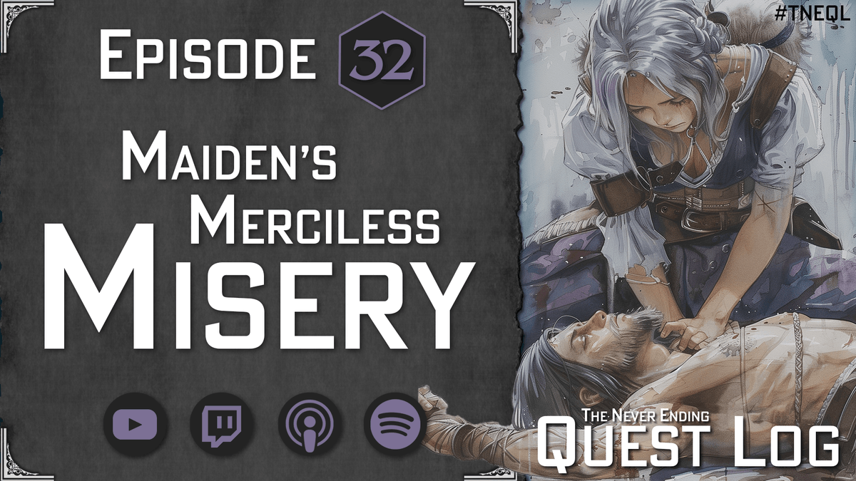 The Quest Log Actual Play is now live, everyone!

Our party has tracked down the pirates to a small cove north of Fal Vitaha, but Betty now has her blind gaze set on the Book Keepers, as snow begins to fall on the land... in the middle of spring.

➡️twitch.tv/tneql