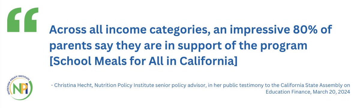 @UCnpi @Merrimack research on #SchoolMealsForAll in California was presented to the CA State Assembly emphasizing reduced stigma and informing efforts for program expansion to alleviate financial strain, food insecurity, and stress for families. Read more: bit.ly/3UaPW9U