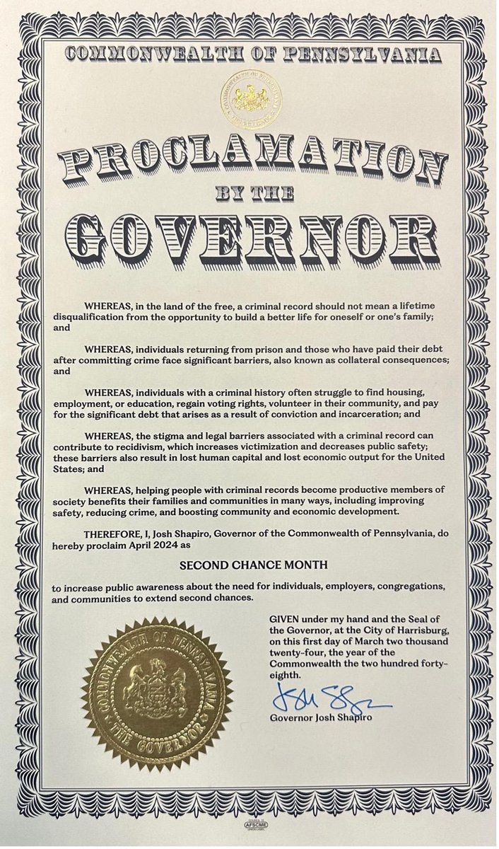 April is Second Chance Month. A pardon allows individuals to have a fair shot at the American Dream. If you would like to learn more about pardons and second-chance employment, please call Jane Augustine at 570-558-7571 #SecondChanceMonth #PardonProject #LackawannaCounty
