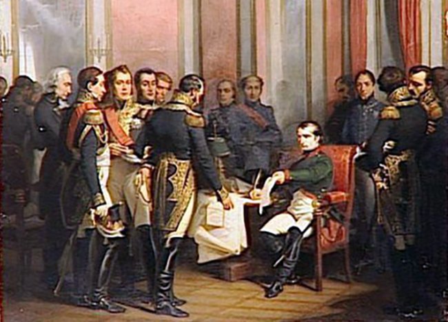 On this day in 1814, a defeated Napoleon Bonaparte reluctantly signs the Treaty of Fontainebleau and agrees to go into exile. 'The Empire of France, no more it is mine,' he laments. Spoiler alert: He'll be back.