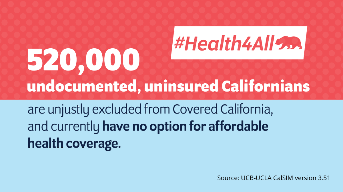 Report from <a href="/UCBLaborCenter/">Berkeley Labor Center</a> &amp; <a href="/UCLAchpr/">UCLA Center for Health Policy Research</a> finds over half a million Californians remain locked out of health care coverage due to their immigration and income status: laborcenter.berkeley.edu/californias-un…. #CALeg must take action towards #Health4All