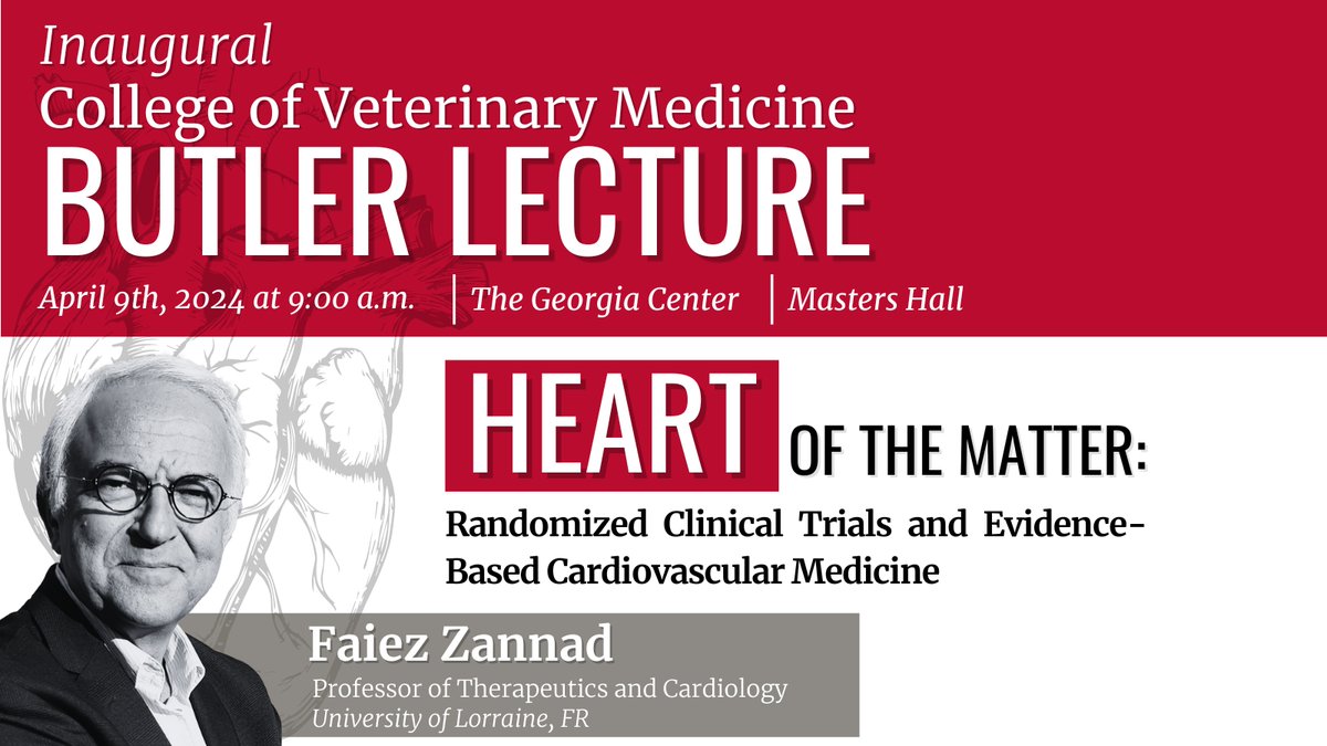 Join the CVM and the Precision One Health Initiative this Tuesday, April 9th, for our inaugural Butler Lecture! @UGAResearch @Georgia_CTSA @ga_res_alliance @universityofga @PublicHealthUGA @UGAPharmacy @UGA_IDIS Visit bit.ly/3TzRSqF for more info!