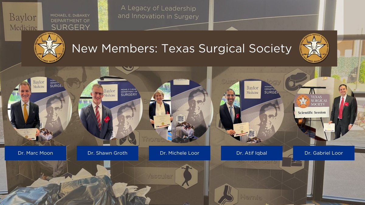 Congratulations to the NEW Texas Surgical Society Members! We are so excited for you! #surgery #WeareHouston #SurgicalSociety #BaylorCollegeofMedicine @MarcMoonMD @DrShawnGroth @michele_loor @AtifIqbalMD @GloorLoor