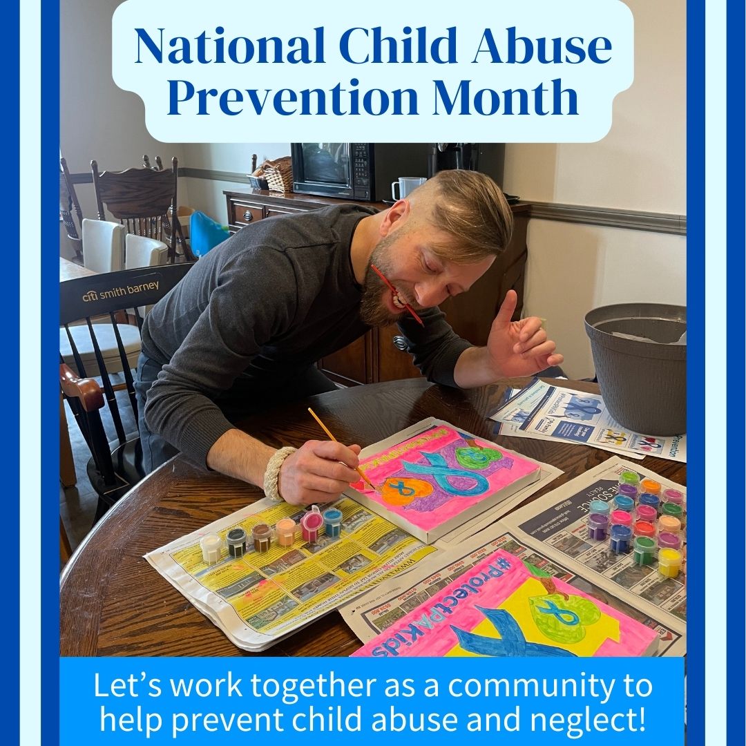 GED Instructor Ryan Engle shares his artistic skills to support awareness for the Prevention of Child Abuse.

April marks National Child Abuse Prevention (CAP) Month.
#BuildingTogether #CAPMonth2024 #HopefulFutures #education #community #PreventionStartsHere