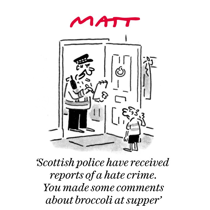 Matt on #ScottishHateCrimeBill #HumzaYousaf #HateCrimeActScotland #HateCrimeBill #HateCrime  – political cartoon gallery in London original-political-cartoon.com