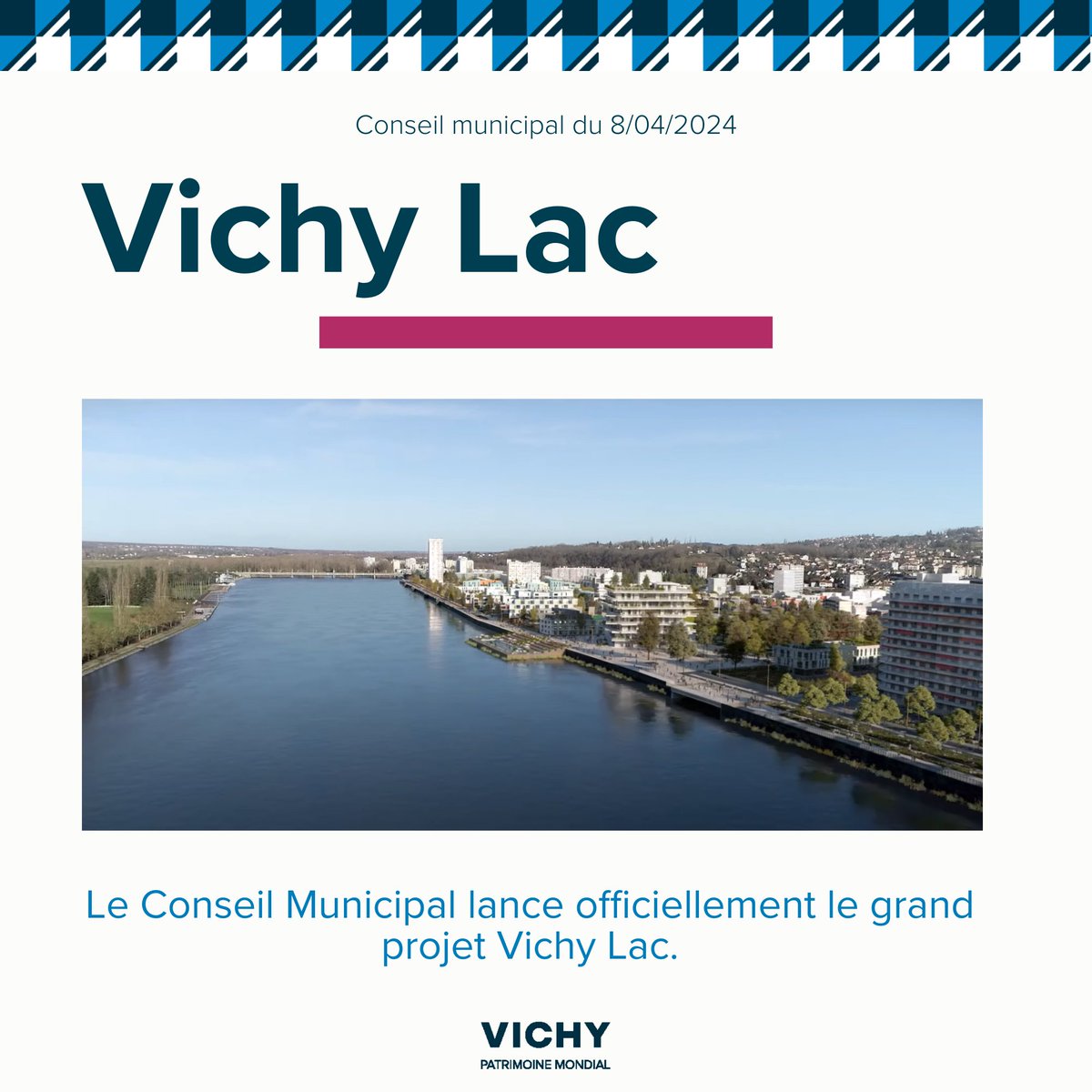 [#Logement] Vichy Lac est officiellement lancé ! Le Conseil Municipal vient de valider l’attribution de la concession d’aménagement multi-sites au groupement UrbanEra. ➡️Logements livrés d'ici 2036 permettant ainsi de développer un quartier donnant une nouvelle dynamique à Vichy.