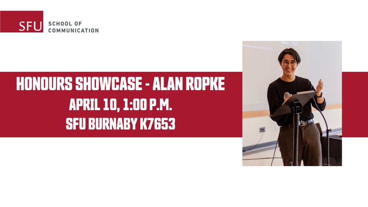 Make sure to join us at the Honours Showcase, where CMNS undergraduate student Alan Ropke will present his thesis, 'Profitable Addictainment: The Intersection of Entertainment, Hate Speech, and Radicalization on Kick.com'. This Wednesday at 1pm in room K7653!