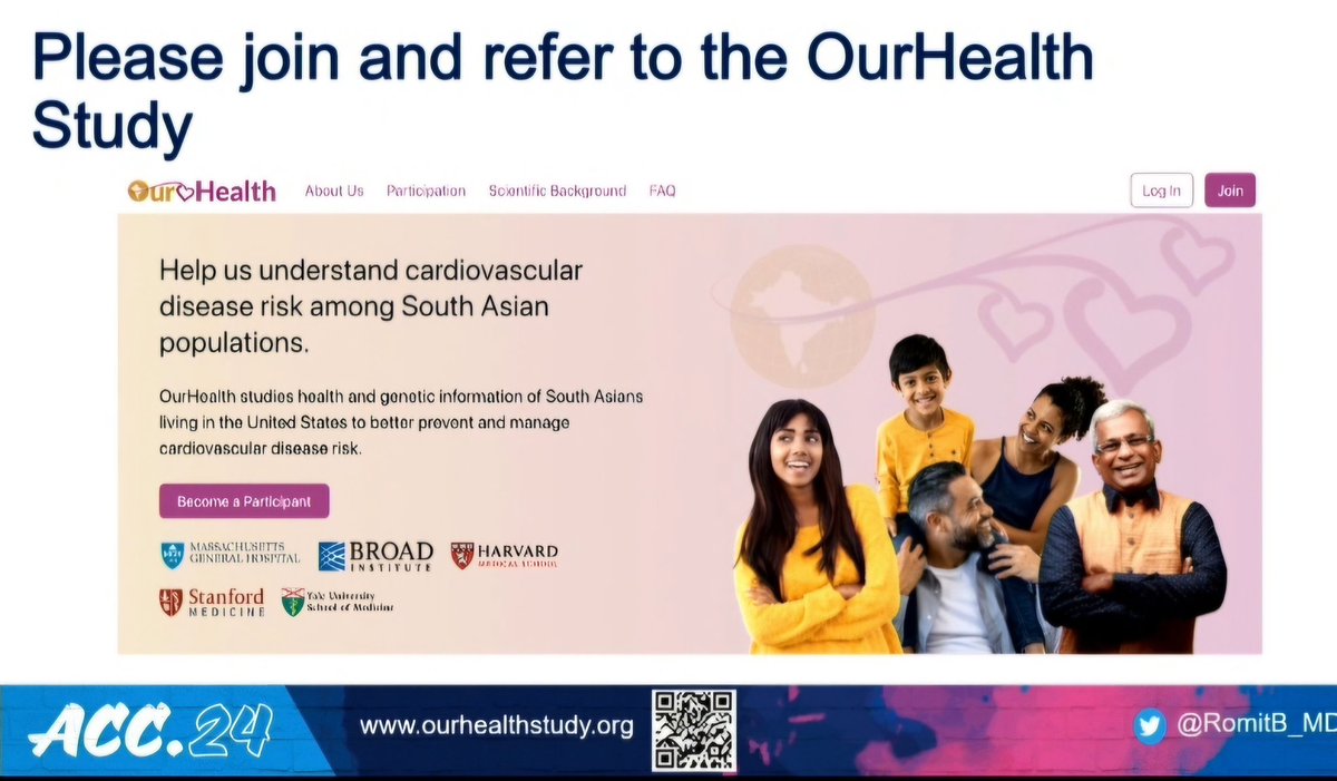 Incredibly important session: Understanding and Mitigating Cardiometabolic Risk in South Asians. Outstanding faculty @aarti693 @virani_md @RomitB_MD @DineshKalra @jaideeppatelmd @AAgarwalaMD. South Asians are under-representated. Consider joining the @ourhealthstudy