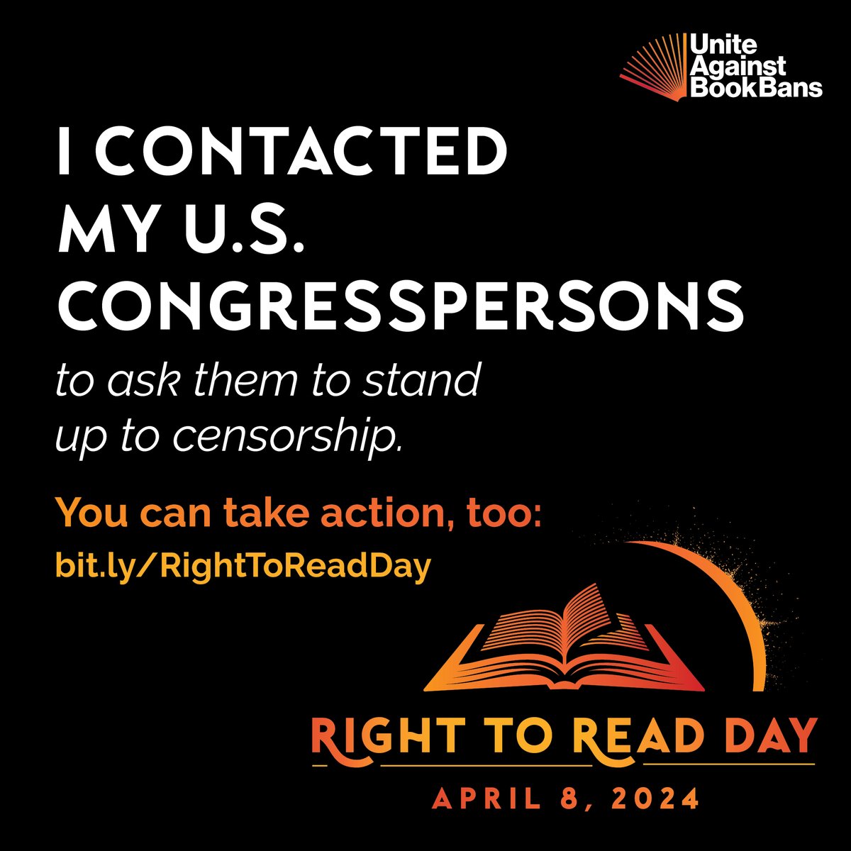 It's #RightToReadDay! Join us with @UABookBans in taking action and raising our voices for the right to read. You can contact a decision maker, thank a library worker + more. Here's a list of actions you can take today--some only take 5 minutes! bit.ly/43D9Dtw