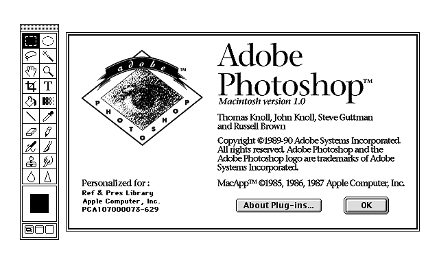 Adobe Photoshop 1.0 in 1990