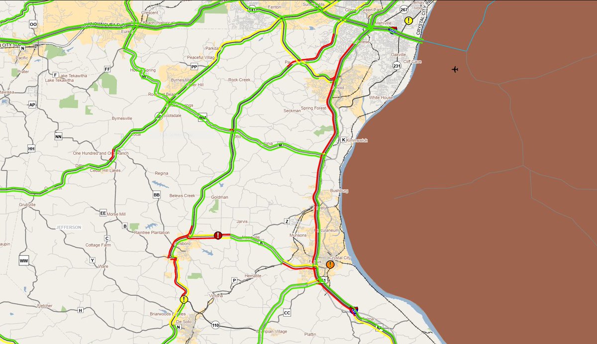 MoDOT's tweet image. TRAFFIC ALERT: 12:15 p.m. I-55 southbound continues to experience heavy traffic for about 25 miles from I-270 in St. Louis County to south of Festus in Jefferson County.
Check the Traveler Information Map for the latest: traveler.modot.org/map/
#MOEclipse24 #Eclipse24