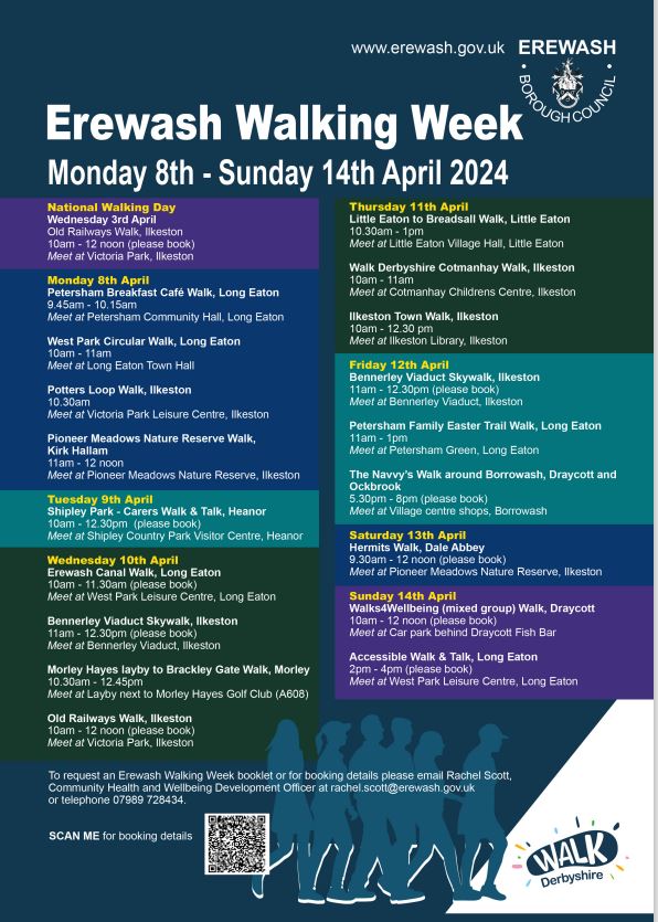 🚶🏼🚶🏻‍♀️ Erewash Walking Week will be taking place on 8th-14th April 2024. 🌉 There are a variety of different walks available to suit all ages and abilities, its a great way to explore our community and get some exercise. #erewash #walkingweek