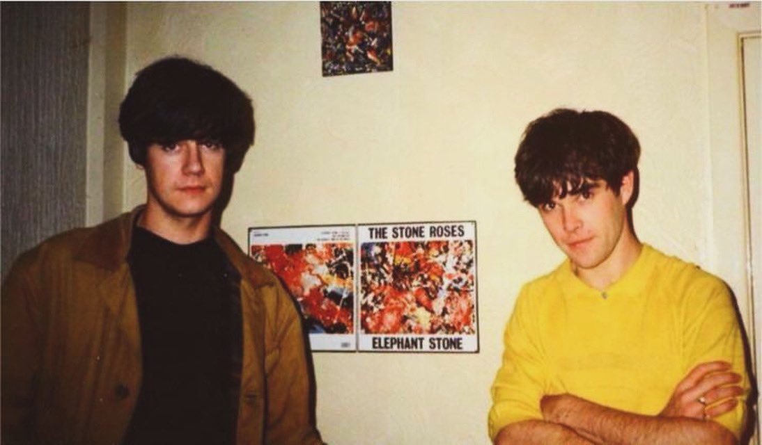 John Squire & Ian Brown with the Elephant Stone single artwork