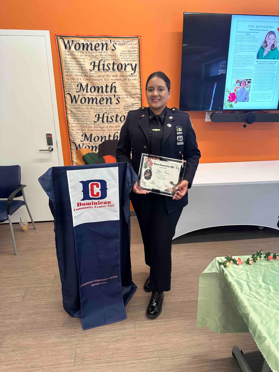 Celebrating our own Police Officer Flores, recently honored as a Woman of Impact by the Dominican Community Center! Her commitment and hard work have made a significant difference. We’re proud of you, Officer Flores! 🌟