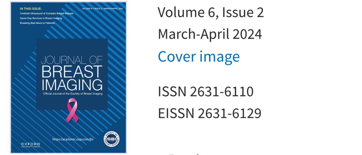 📣📣 LATEST #JBI March- April Issue is Here!! 📣📣 We look forward to sharing several outstanding articles in the upcoming weeks with our @BreastImaging community. Stay tuned and give us a follow!