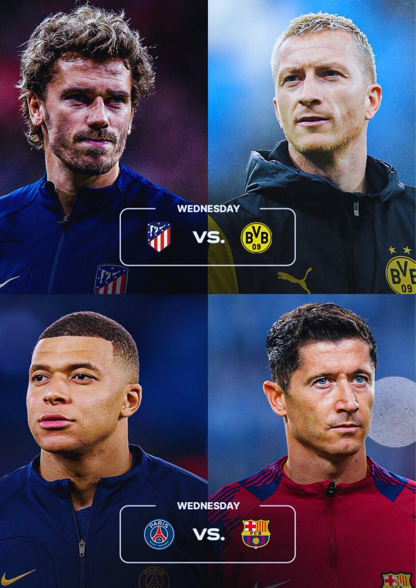 Which one is going to be more exciting? #Barcelona #BorussiaDortmund #PSG #BayernMunich