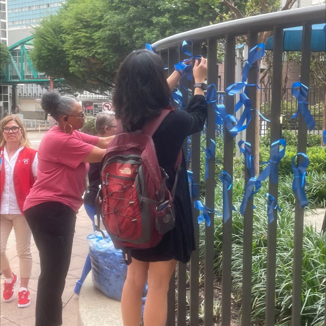 Last week, our #OneAmazingTeam honored child abuse victims by hanging blue ribbons outside our hospital campus. 💙 #BeTheDifference #ChildAbusePreventionMonth