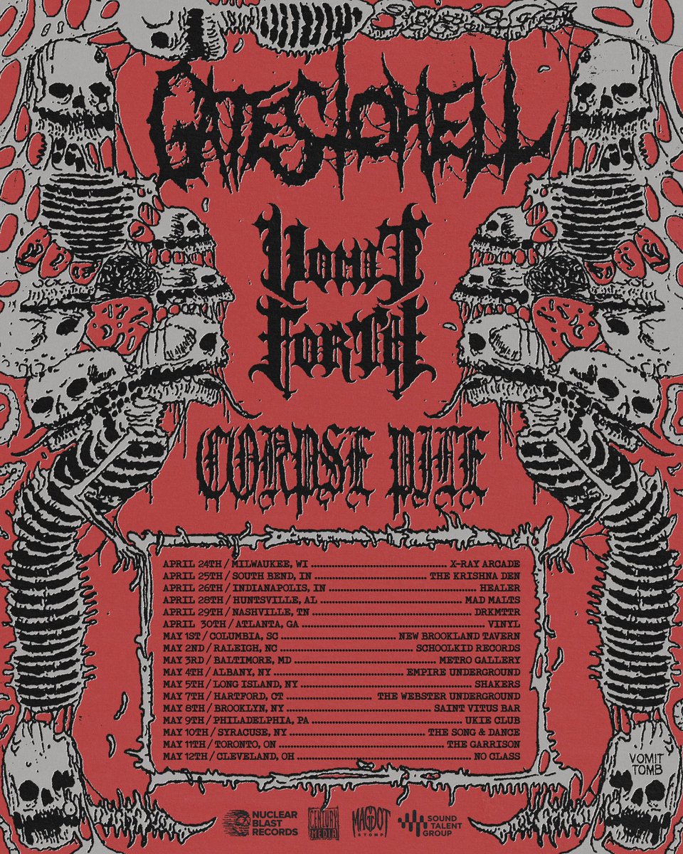 Just over 2 weeks away before we shred these cities apart with @VomitForth and @CorpsePileTXDM. Tickets for each city can be found at gatestohellofficial.com