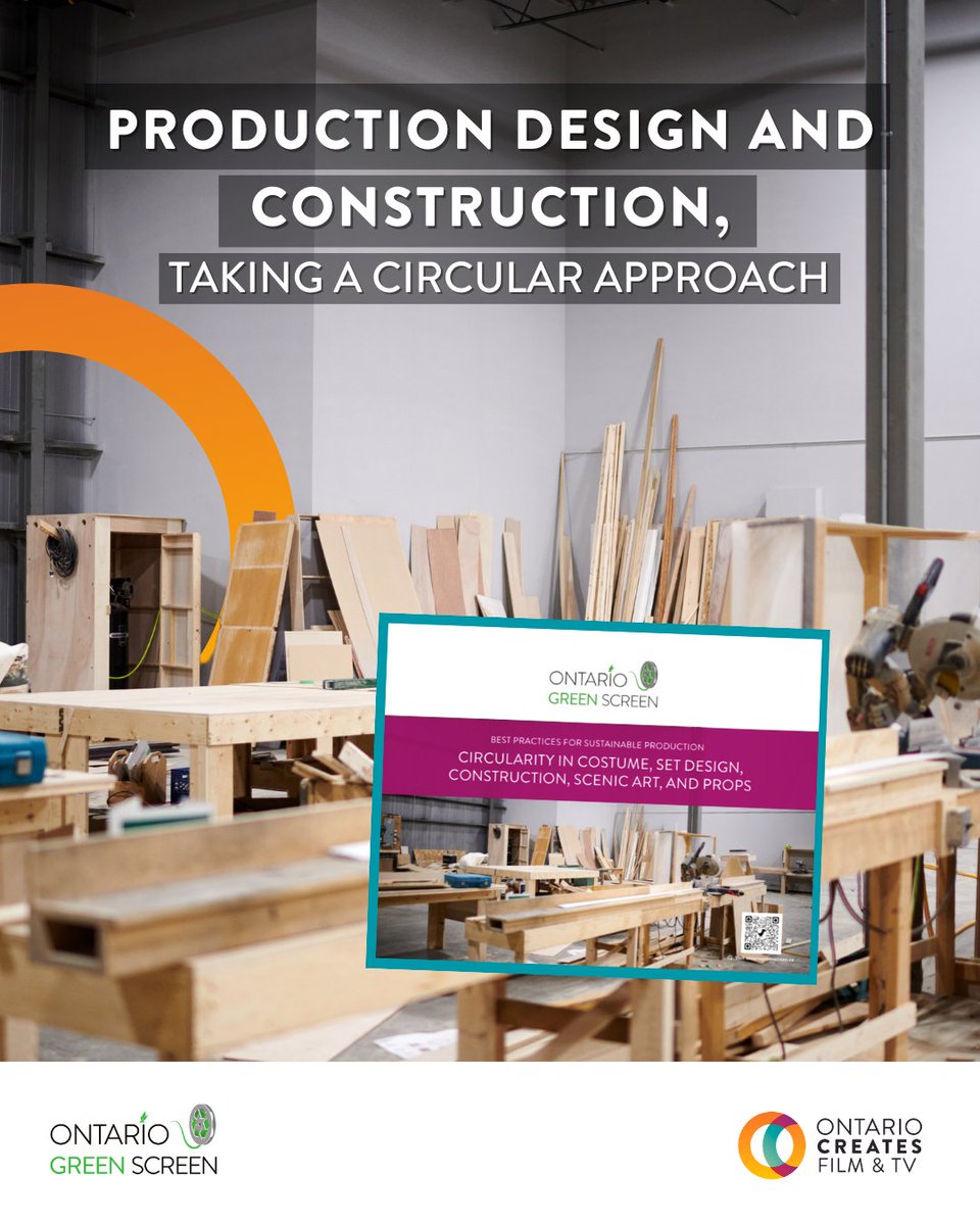 Incorporating circular design principles into Production design and set construction can really make a difference in production waste at wrap. Find out more by downloading our latest Best Practices Resource Guide for Circular Production Design. #OntarioGreenScreen