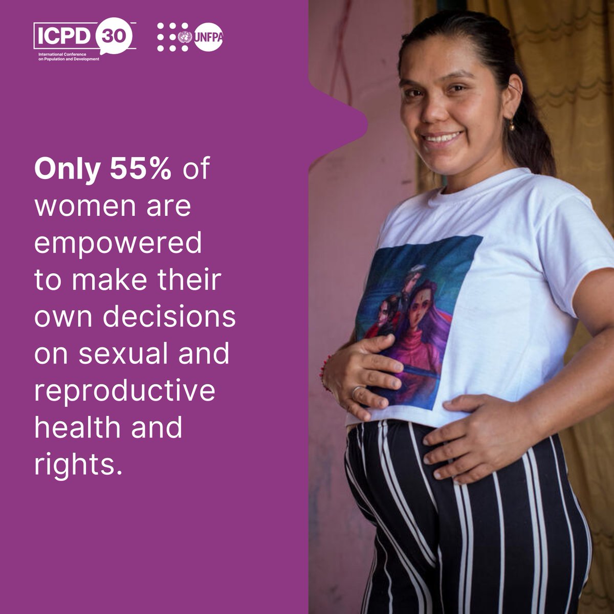Millions of women are denied the right to make decisions over their sexual and reproductive health. ⛔ This MUST stop. #StandUp4HumanRights and join @UNFPA—the @UN sexual and reproductive health agency—to say #MyHealthMyRight: unf.pa/whde #ICPD30