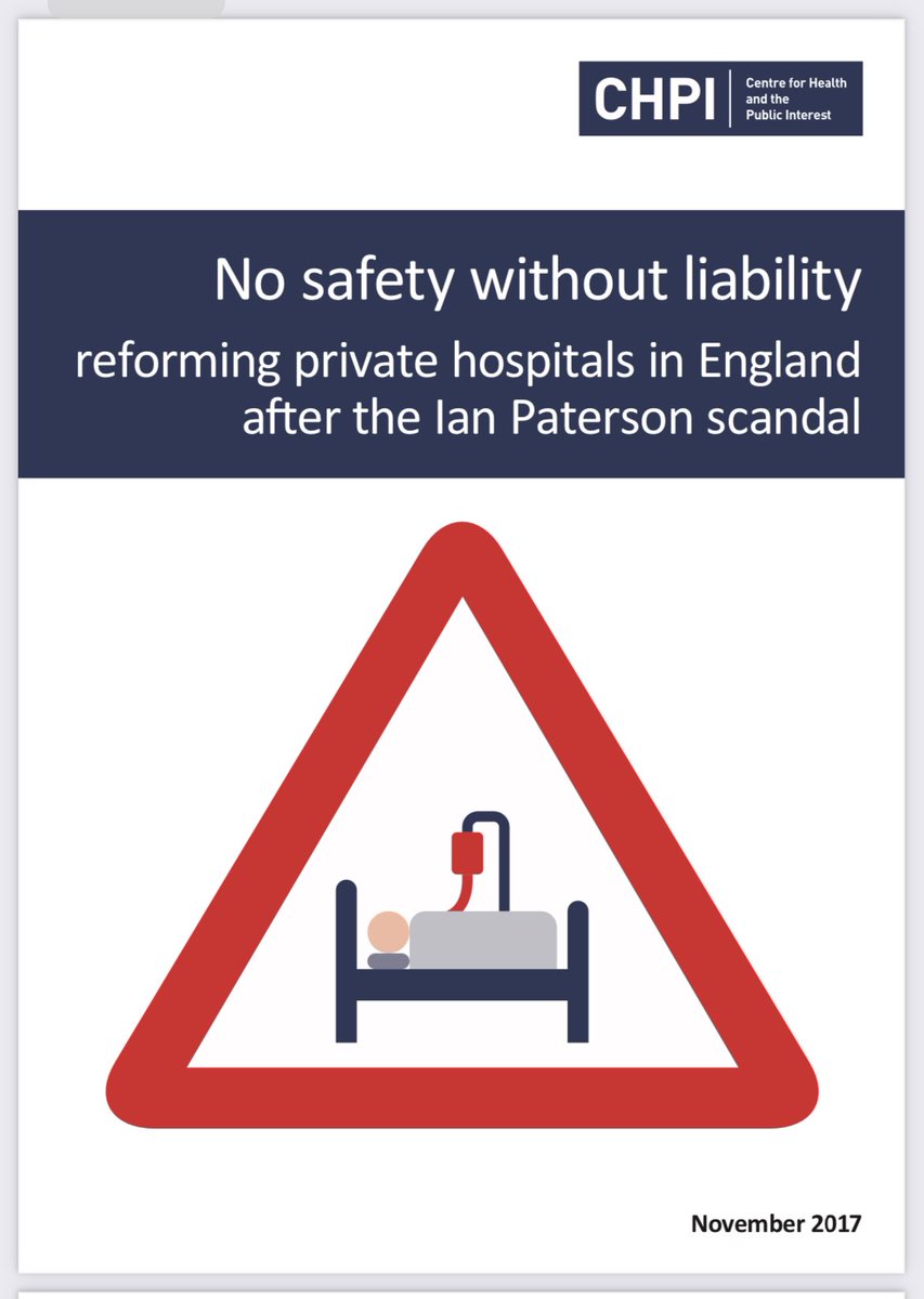 We first set out the concerns raised in tonight's #Panorama on patient safety in private hospitals in 2017. This was cited in a coroner's inquest into the death of a patient. 7 years on and sadly very little has changed chpi.org.uk/wp-content/upl…