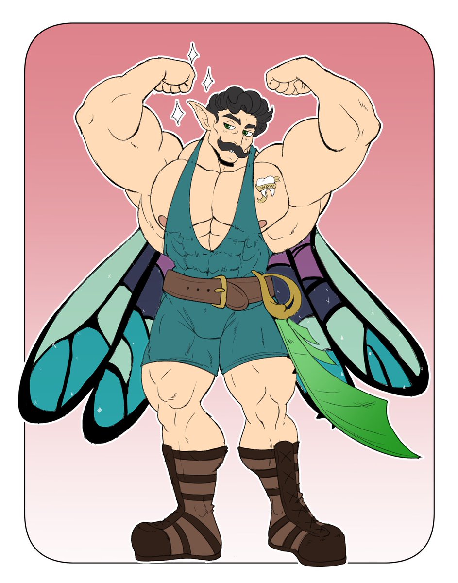 Introducing TANKERBELL, the Faerie Warrior, Call of the Brave for our LIVE Session 1 of our #Daggerheart campaign on Wednesday! You guys… he’s a tooth faerie 🥹 We commissioned the INCREDIBLE @Bugaloux for our character art! Pls follow her! #darringtonpress #criticalrole