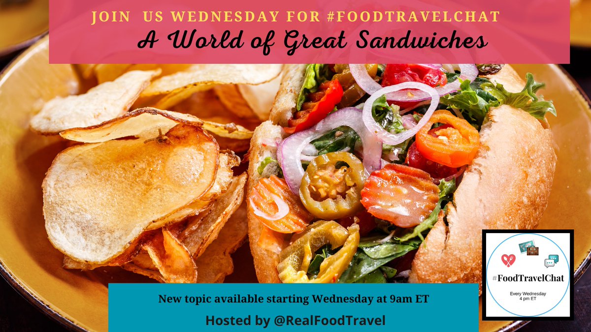 What do you like to eat and drink with your favorite sandwiches? Tell us Wed. on #FoodTravelChat. Preview the questions below. @TweetingTalya @spannaforce @travel_grl @JolleenWashburn @lantispitfire @lloyd_stevens29 realfoodtraveler.com/this-week-on-f…