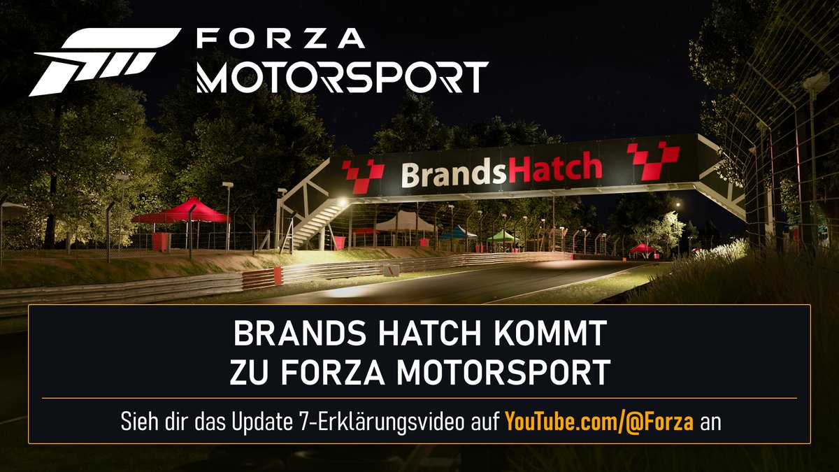Erhalte jetzt einen Überblick über das #ForzaMotorsport Update 7 in unserem Erklärvideo, das unter anderem den Eventkalender für die nächsten 5 Wochen und Informationen zur neuen Strecke 'Brands Hatch' enthält.