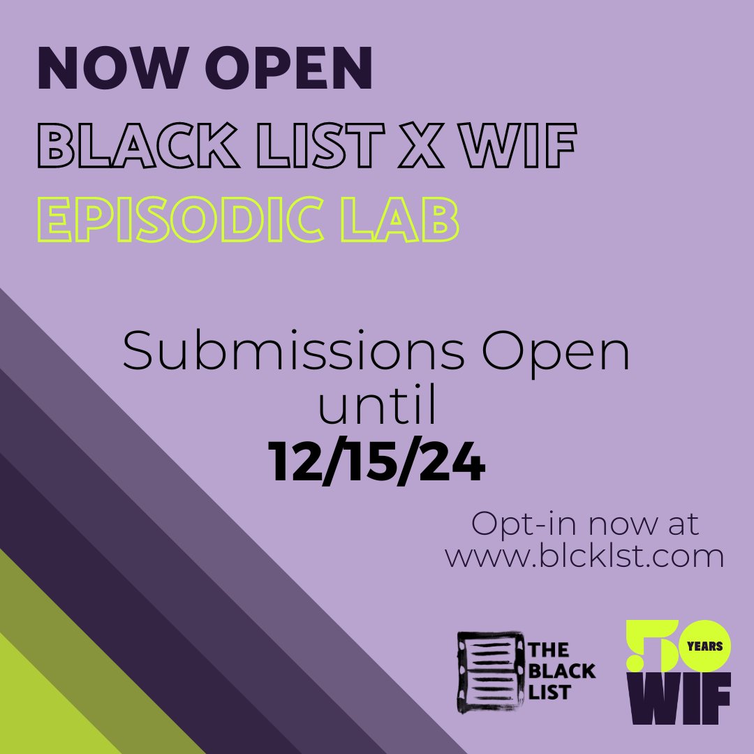 Submissions for the Black List x @WomenInFilm Episodic Lab are now OPEN to non-professional, emerging TV writers who are of an underrepresented gender (women, NB/GNC, and/or trans + others.) Learn more + submit your original pilot for consideration here: bit.ly/4acKkAR