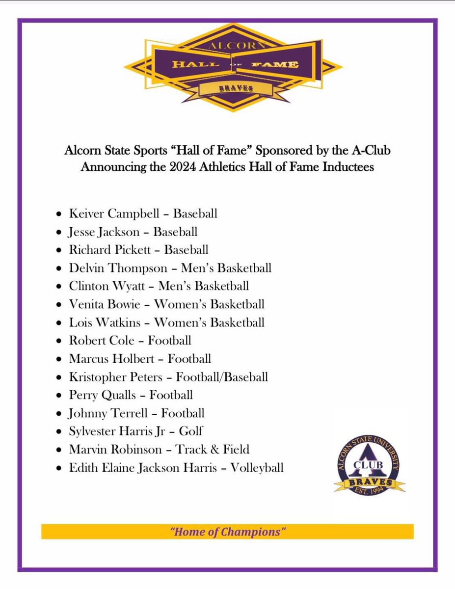 KrisPeters06's tweet photo. WOW!!! SO HONORED TO BE ABLE TO BE AMONGST THE GREATS!!! THANKS TO THE A-CLUB FOR THIS INDUCTION… TO BE A HALL OF FAMER IN TWO SPORTS IS SPECIAL!!!NOT BAD FOR A WALK ON!!! POPS YOU WOULD BE PROUD, YA BABY BOY IS AN ALCORN STATE UNIVERSITY HALL OF FAMER!!! https://t.co/Qa4zm5lKl8