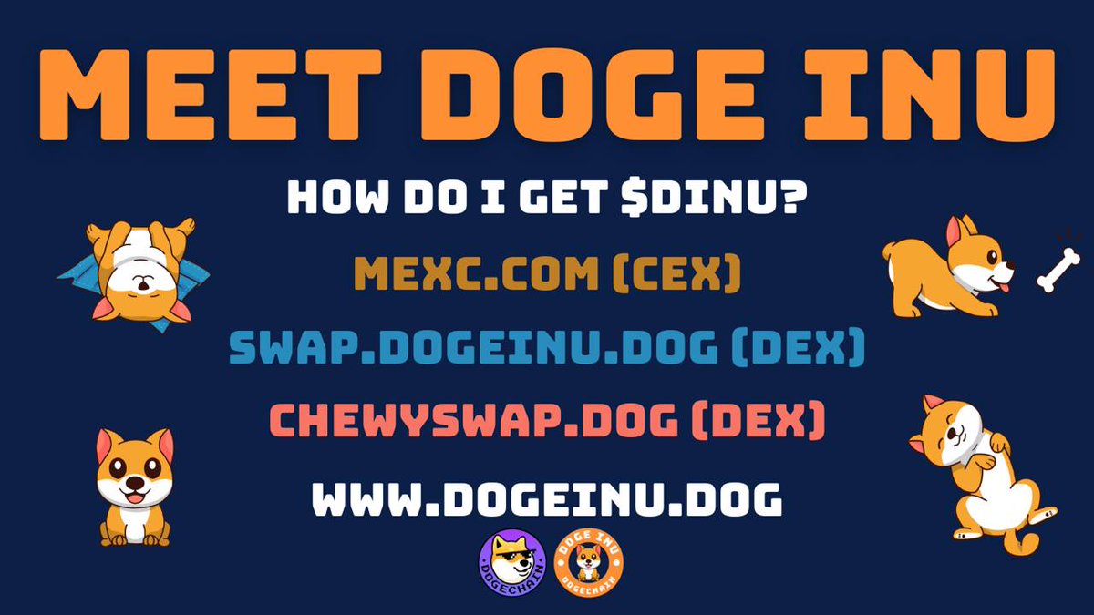 Where To Buy $DINU? MEXC (CEX) mexc.com/exchange/DINU_… DINUSWAP (DEX) swap.dogeinu.dog 0x8a764cF73438dE795c98707B07034e577Af54825