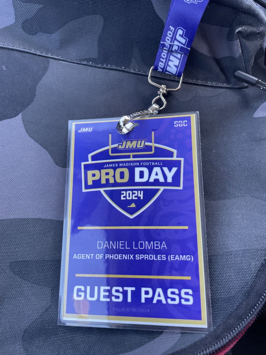 Recently had the privilege of designing scout and guest tags for @JMUFootball Pro Day. Very happy with how they turned out, always fun seeing the work in its physical form!