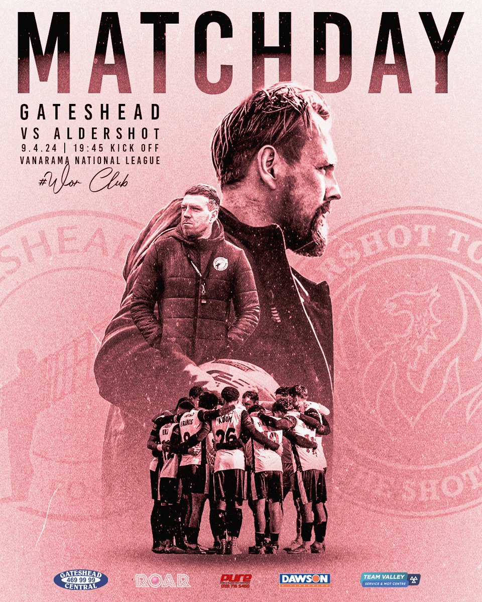 A crucial battle in the play-off race 🔜🏡 See you tonight, Heed Army! 🏁 🎨 @NorthBeastMedia 🎟️ gatesheadfc.seatlab.com #WorClub ⚪️⚫️