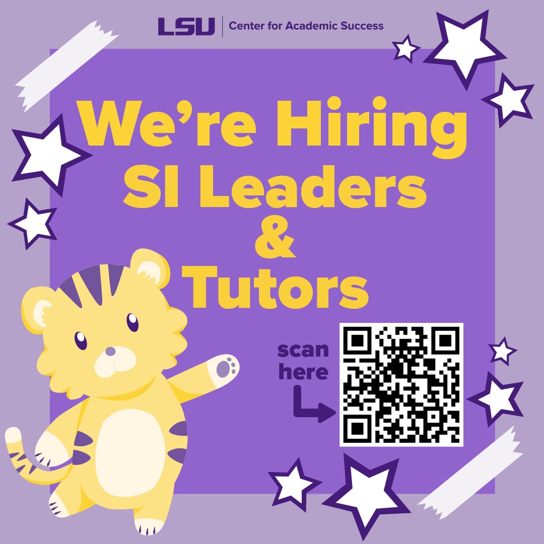 Passionate about a subject?💡Help your peers excel in subjects you love and get paid for it. 📚💰 Apply now to make a difference! (lsu.edu/cas/about/oppo…)