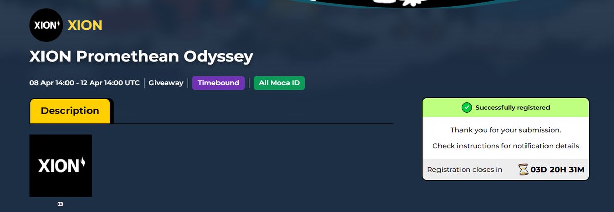 Mocaverse dünyasından <a href="/burnt_xion/">XION</a> ile yeni bir işbirliği geldi. Bunun şerefine XION Promethean Odyssey ile birlikte bir çekiliş düzenliyorlar. Katılmak için aşağıdaki linkteki şartları yerine getirebilirsiniz. 👇

mocaverse.xyz/mission/b6a063…