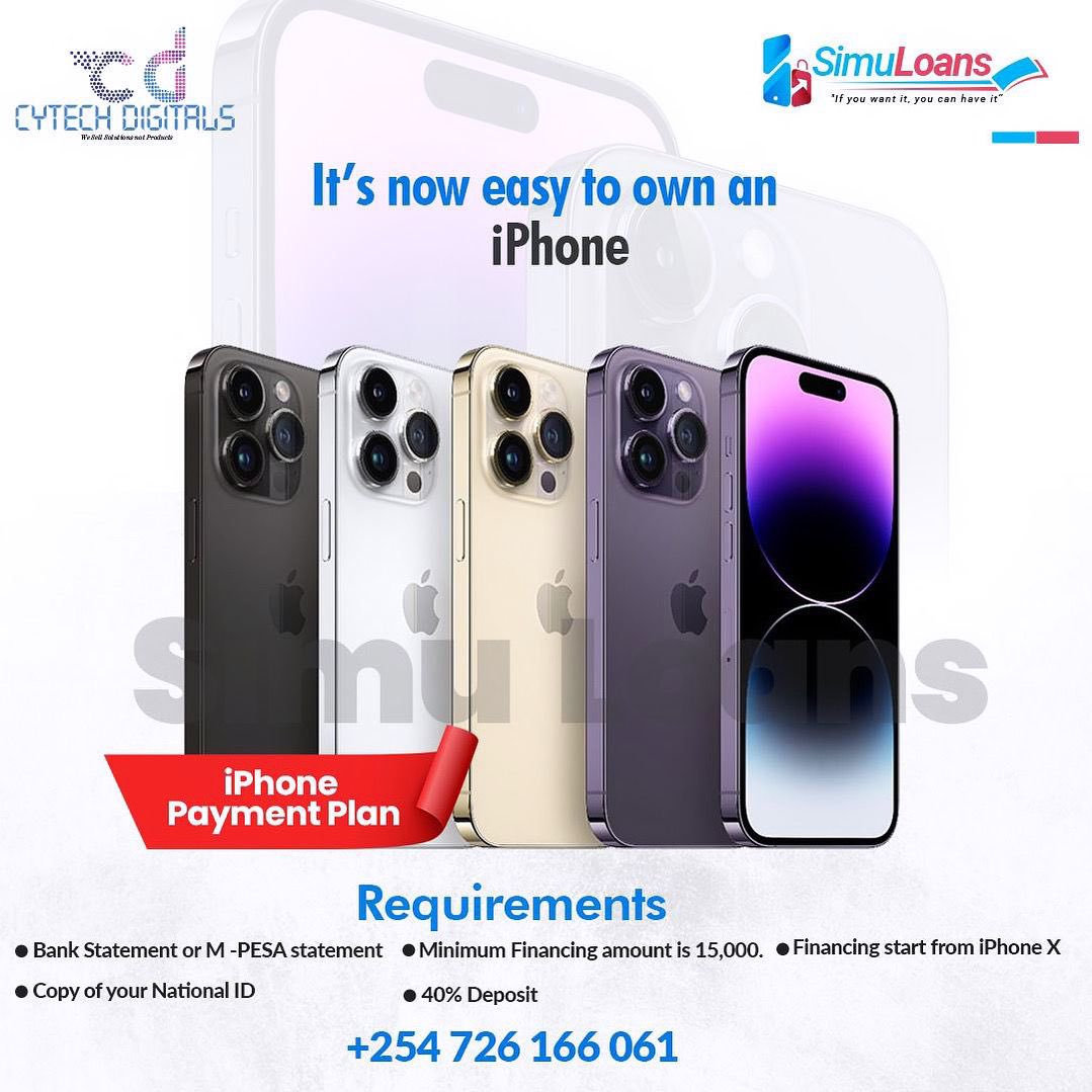 We are thrilled that our first tweet is of this great milestone we have come to partner with @simuloansltd 

Now it’s even more easier to own your dream iPhone. Contact 0726166061 or 0729166061 for more info.

📍Yala Towers First Floor shop 102