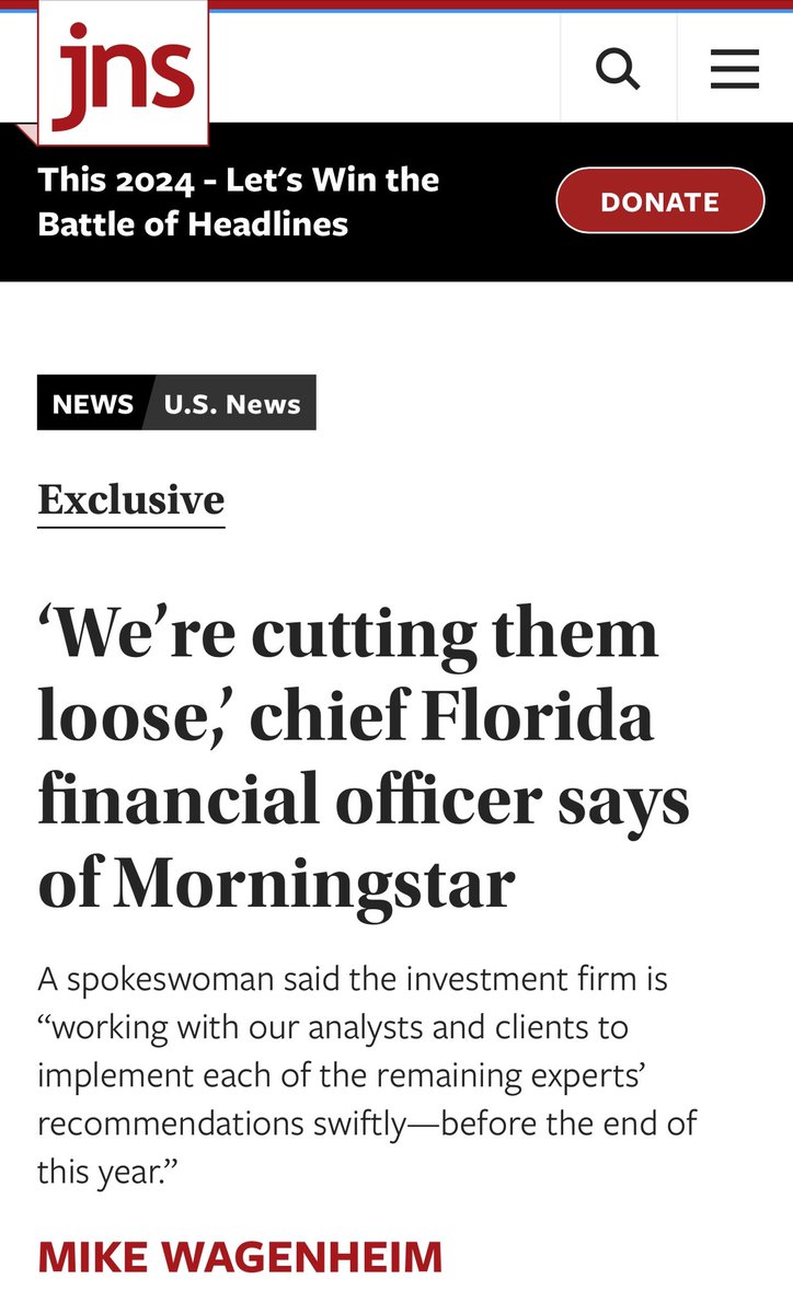 We’re not renewing our services with Morningstar. We’re cutting them loose. There are other ways we can do this and we don’t need Morningstar helping manage our ratings here in the state’s treasury. jns.org/were-cutting-t…