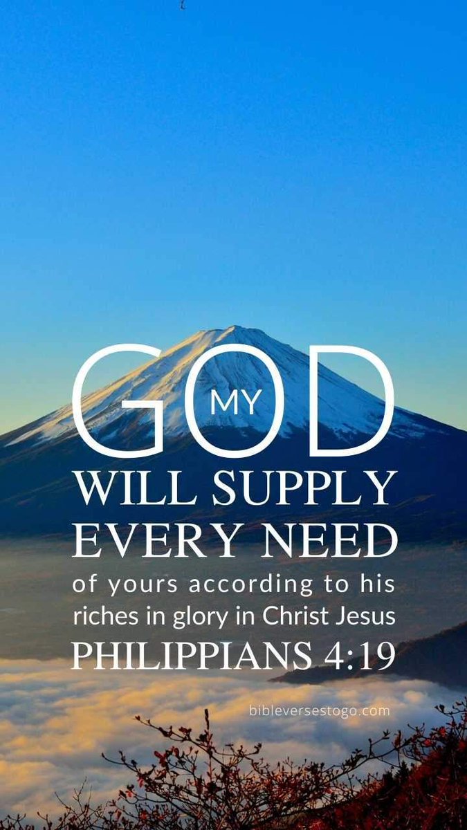 'And my God shall supply all your need according to His riches in glory by Christ Jesus.'

- Philippians 4:19.

#JesusChrist #God #Bible #GoodNews