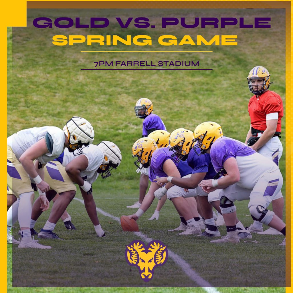 Join us April 19th at 7pm for our annual Gold vs. Purple Spring Football Game! #RamPride