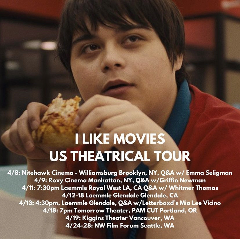 If you're in LA, get ready to see @clevack 's I LIKE MOVIES, because the NYC screenings with Emma Seligman and @GriffLightning are already SOLD OUT. One of 2024's 1st great indie films, you'll laugh, you'll feel too seen, & you'll want to buy stock in Romina D’Ugo's career.